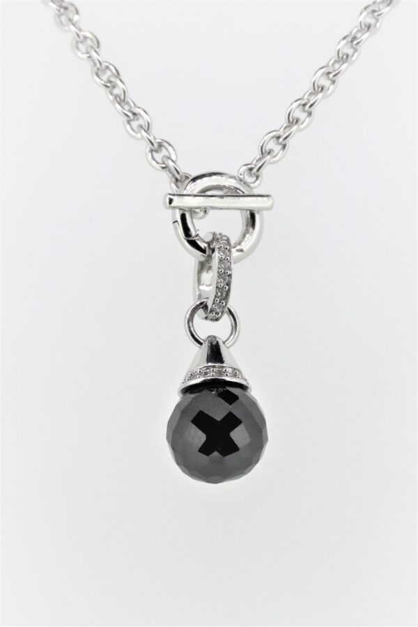 Collier in Sterlingsilber mit Onyx und Zirkonia