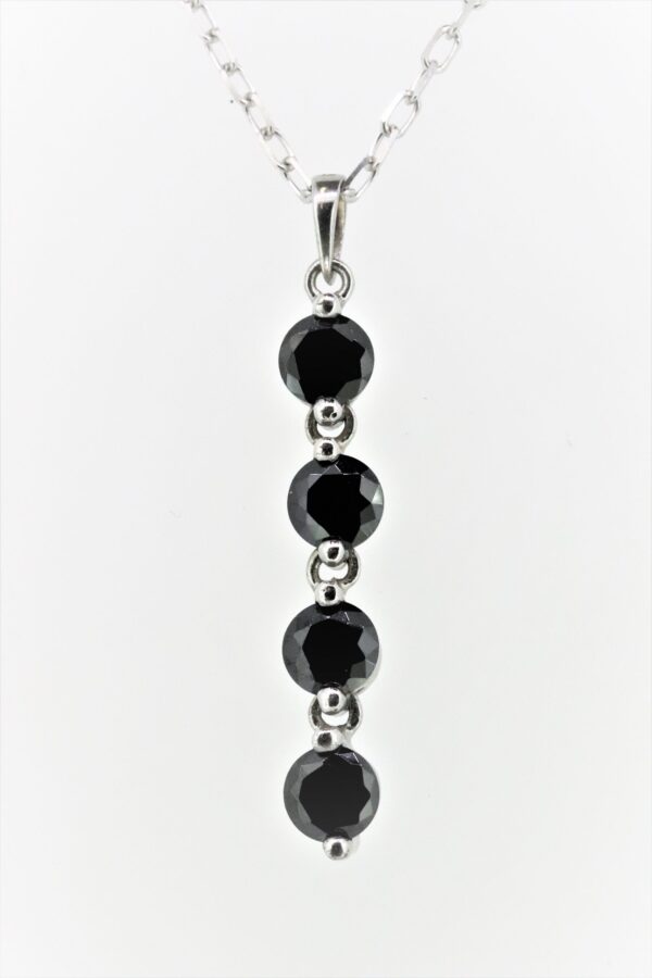 Collier Sterlingsilber  rhodiniert  mit geschliffenem Onyx – Bild 2