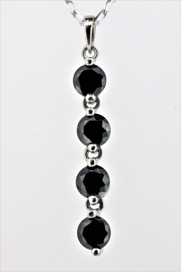 Collier Sterlingsilber  rhodiniert  mit geschliffenem Onyx – Bild 3