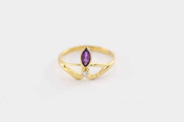 Ring in Gelbgold  mit Diamant und Amethyst - – Bild 2