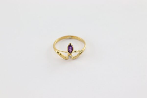 Ring in Gelbgold  mit Diamant und Amethyst - – Bild 3