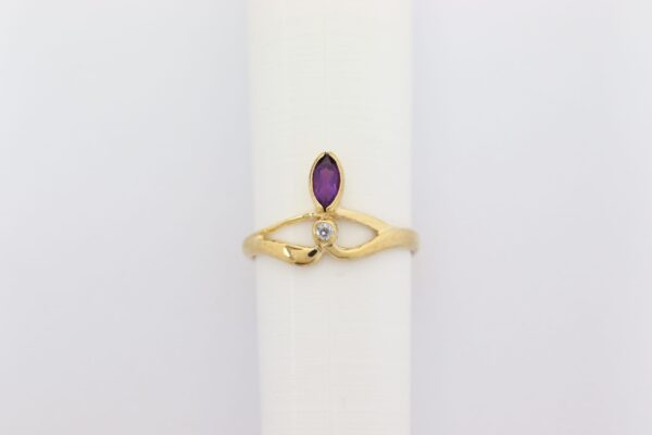 Ring in Gelbgold  mit Diamant und Amethyst - – Bild 5