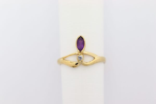 Ring in Gelbgold  mit Diamant und Amethyst - – Bild 6