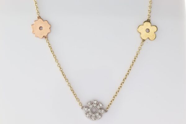 Collier mit Diamanten  in Tricolor -  Gold