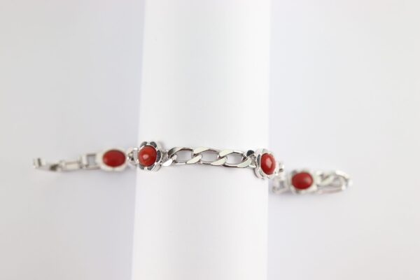 Armband in Sterlingsilber rhodiniert mit Koralle – Bild 2