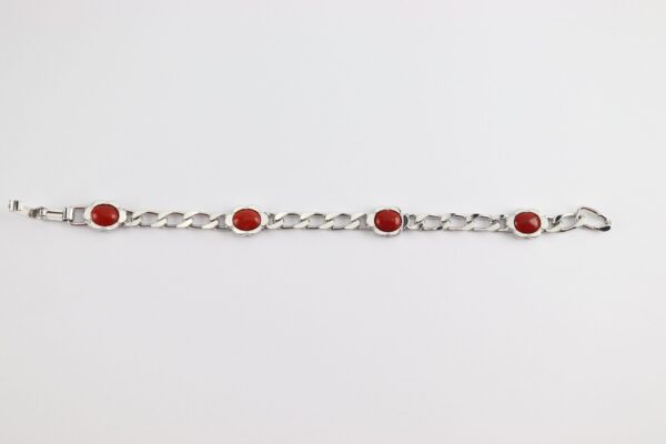 Armband in Sterlingsilber rhodiniert mit Koralle – Bild 4