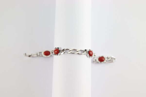 Armband in Sterlingsilber rhodiniert mit Koralle – Bild 5