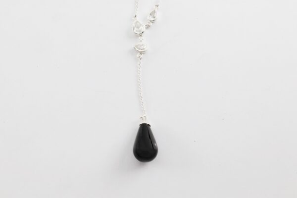 Collier in Sterlingsilber rhodiniert mit Onyx