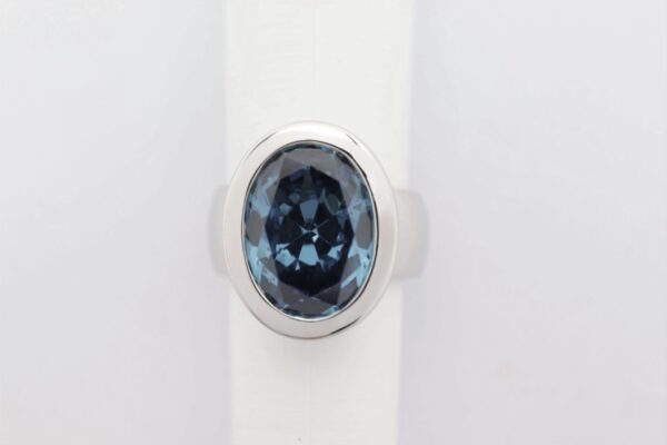 Ring Sterlingsilber rhodiniert mit blauem Zirkonia – Bild 2