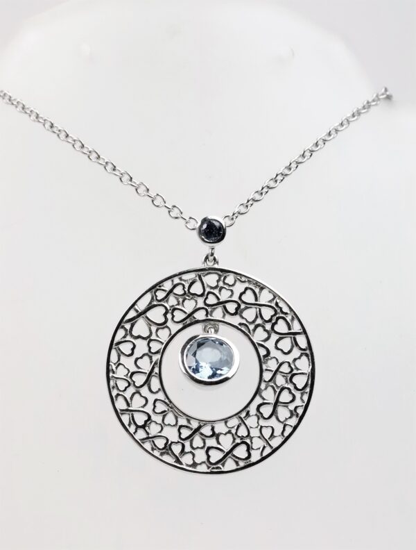 Collier in Sterlingsilber mit Aquamarin