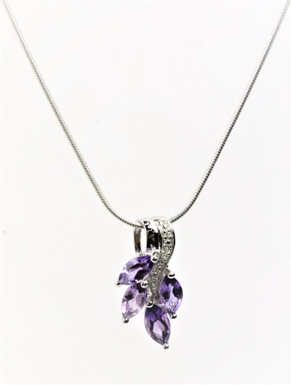 Collier in Sterlingsilber rhodiniert mit Amethyst – Bild 4