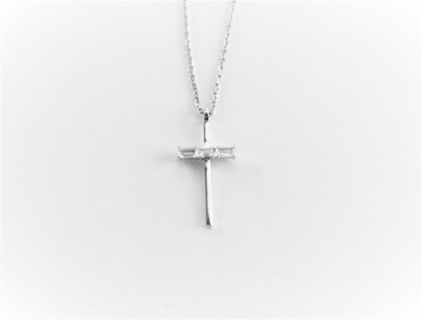 Collier mit Kreuz in Sterlingsilber rhodiniert – Bild 4