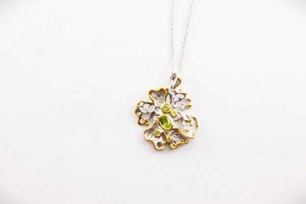 Collier in Sterlingsilber z.T. vergoldet mit Peridot – Bild 2