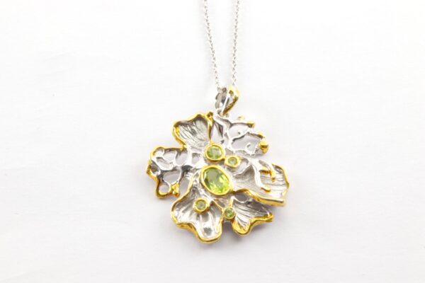 Collier in Sterlingsilber z.T. vergoldet mit Peridot – Bild 4