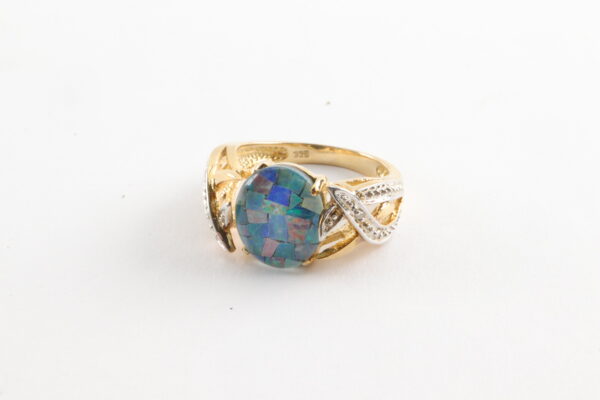 Ring Silber vergoldet mit Opal und Diamanten