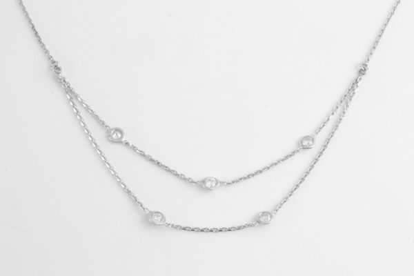 feines Collier in Sterlingsilber rhodiniert mit Zirkonia – Bild 2