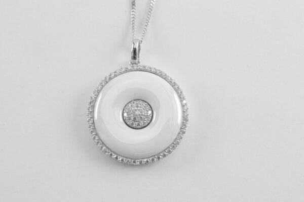 Collier in Sterlingsilber mit weißem Achat  und Zirkonia – Bild 4