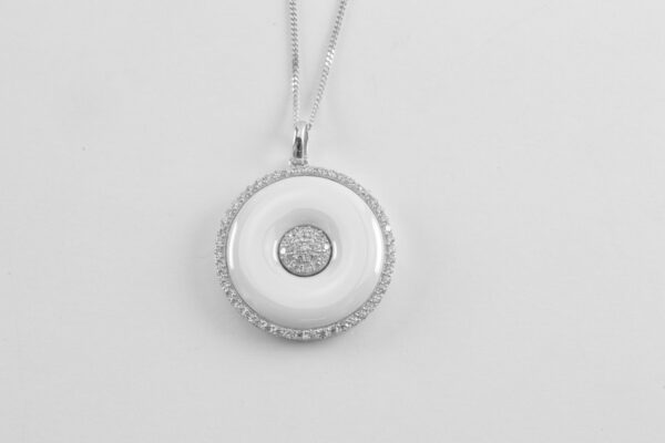 Collier in Sterlingsilber mit weißem Achat  und Zirkonia – Bild 5