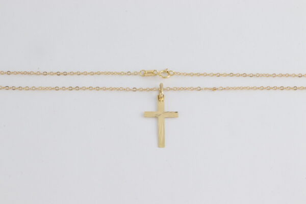 Collier - feines Kreuz mit Kette in Gelbgold – Bild 3