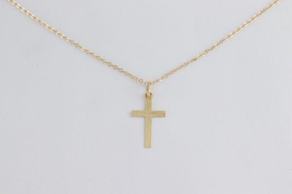 Collier - feines Kreuz mit Kette in Gelbgold – Bild 5