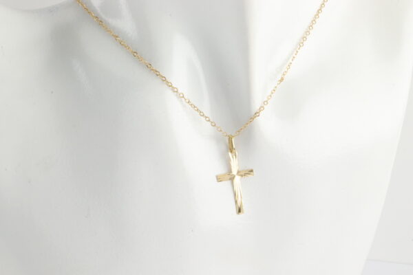 Collier - feines Kreuz mit Kette in Gelbgold – Bild 6