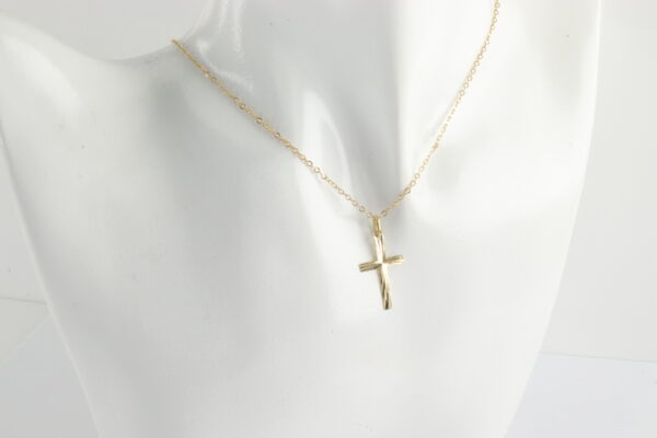 Collier - feines Kreuz mit Kette in Gelbgold – Bild 7